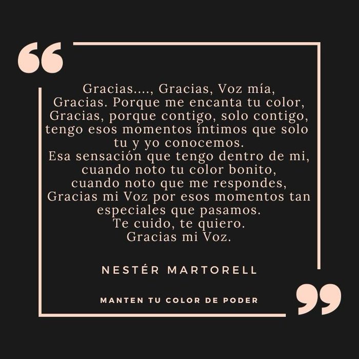 Frase de poder de Néster Martorell: Gracias mi voz